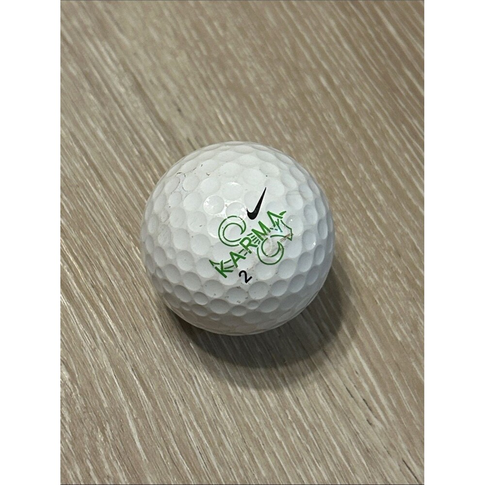 Nike Karma 2 White Golf Ball with Green Signature and Black Swoosh